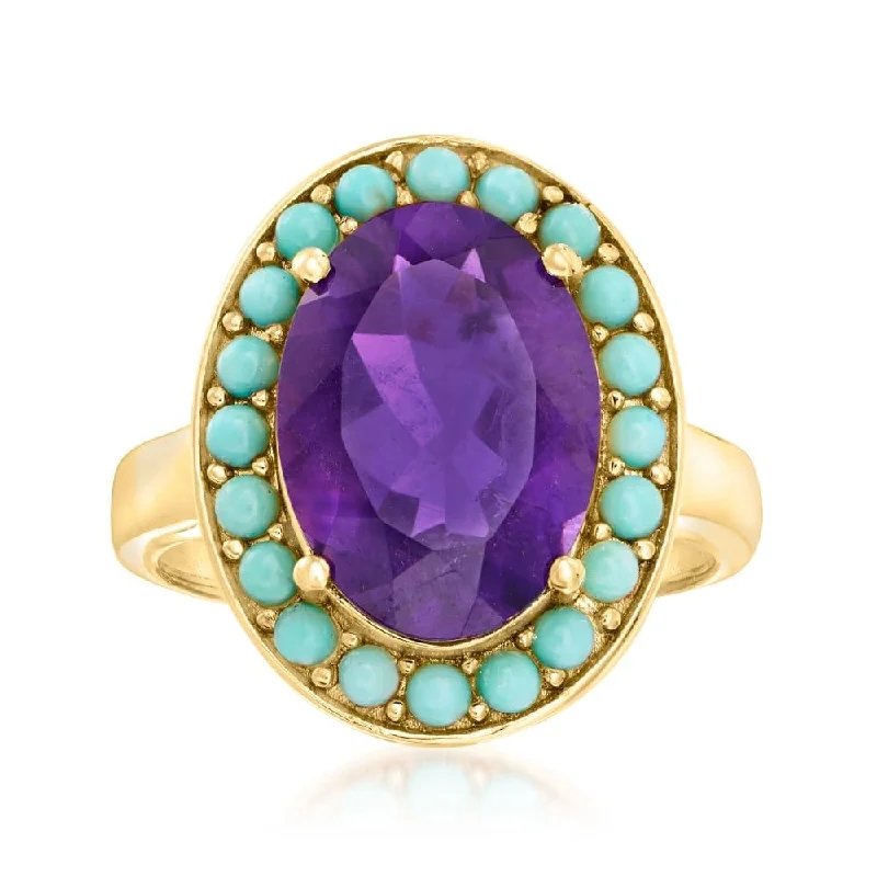 Alexandrite Gemstone Rings in Platinum with a Hidden Halo for a Rare and Luxurious Piece925 Sterling Silver African Amethyst and Campitos Turquoise Solitaire Ring