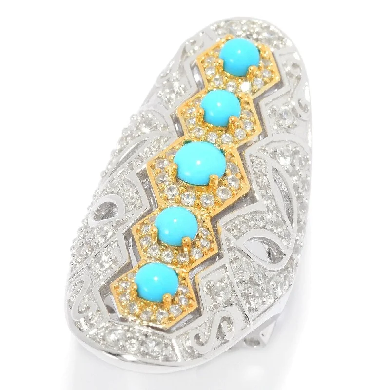 Peridot Gemstone Rings in 14K Gold - Filled Metal with a Pave - Set Band for a Sparkling LookSleeping Beauty Turquoise & White Zircon Shield Ring