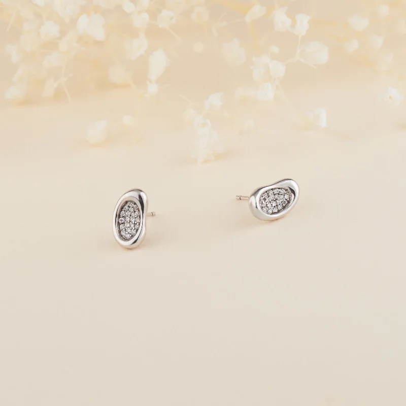 Moissanite - Set Wedding Bands in Yellow Gold for a Sparkling and Ethical Alternative to DiamondsSterling Silver Pave Zirconia Oval Stud Earrings.