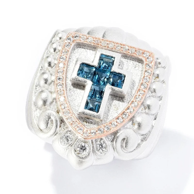 Sapphire Gemstone Rings in 18K White Gold with Diamond Accents for an Elegant EngagementDallas Prince Designs Sterling Silver Gemstone & White Zircon Cross Signet Ring