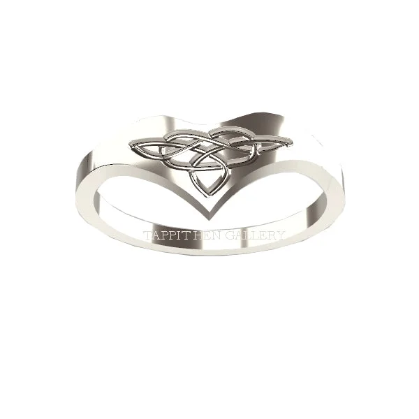 Platinum Celtic - Inspired Wedding Bands with Intricate Knotwork Patterns for a Symbolic and Stylish ChoiceCeltic Flowing Wishbone Ring in 9 ct White Gold