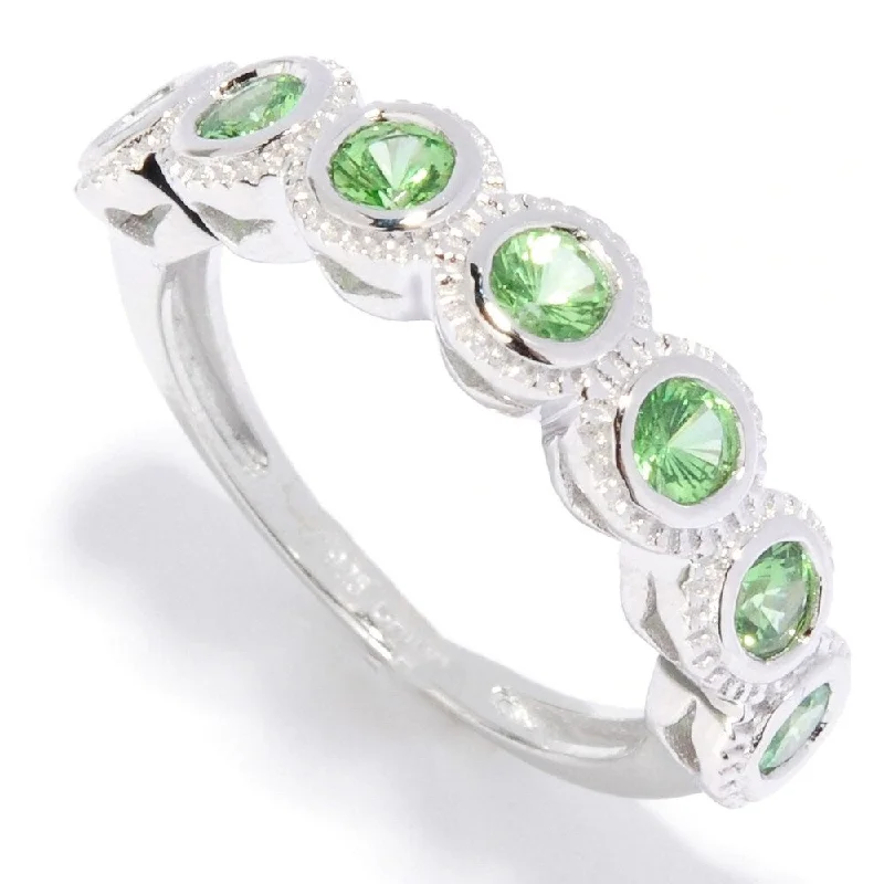 Topaz Gemstone Rings in 10K Gold with a Channel - Set Design for a Contemporary and Durable OptionSterling Silver Seven Stone 0.92ctw Tsavorite Band Ring