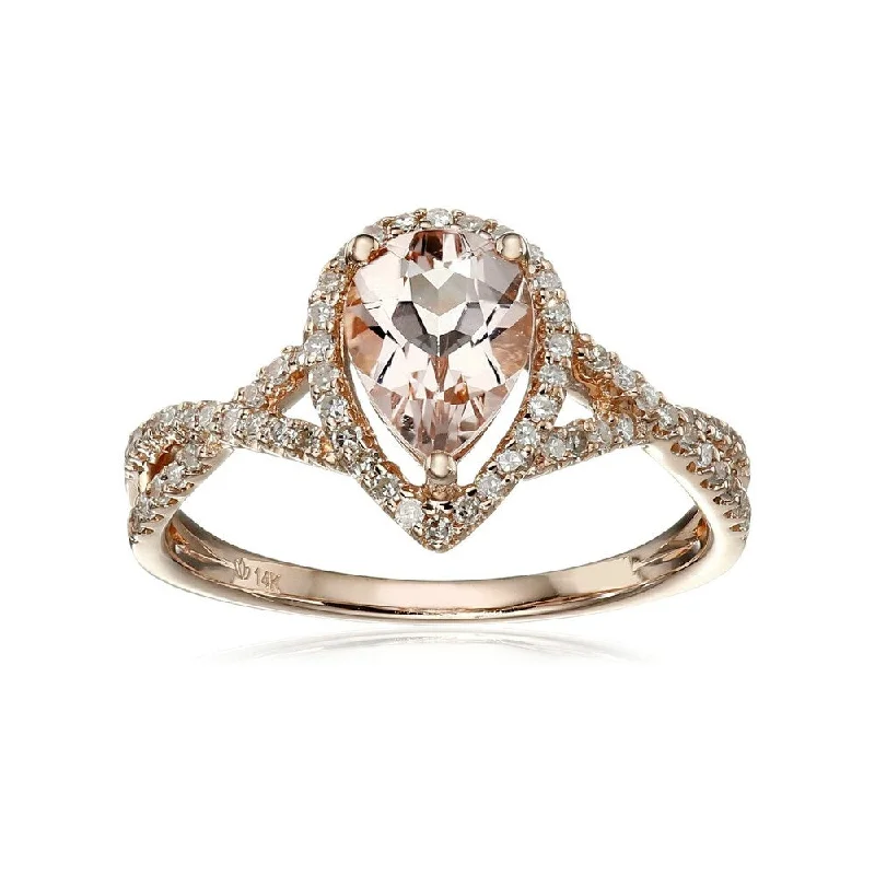 Opal Gemstone Rings in Rose Gold with a Milgrain Edge for a Feminine and Romantic Style14KT Rose Gold Pear Shape Morganite & Diamond Solitaire Ring