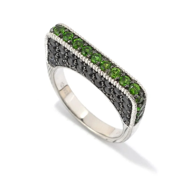 Peridot Gemstone Rings in 14K Gold - Filled Metal with a Pave - Set Band for a Sparkling LookSterling Silver 2.81Ctw Chrome Diopside Ring