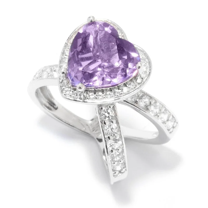 Alexandrite Gemstone Rings in Platinum with a Hidden Halo for a Rare and Luxurious PieceSterling Silver 4.3ctw African Amethyst and White Zircon Heart Shaped Ring