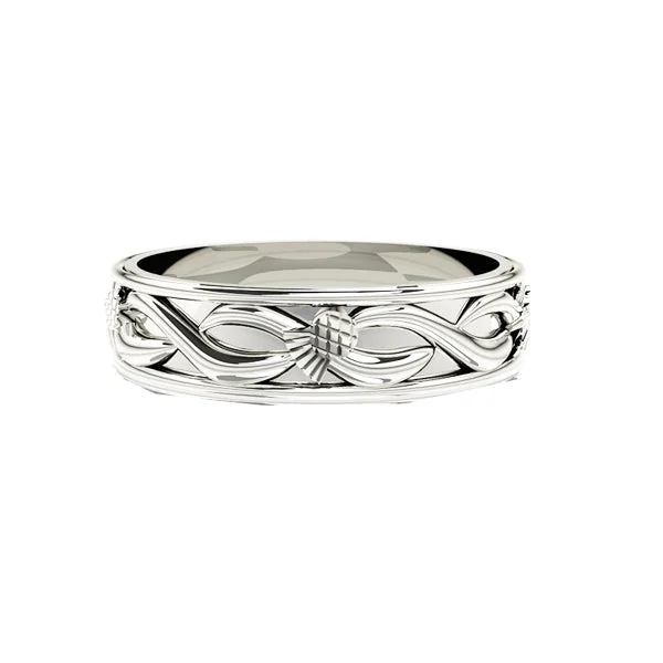 Stackable Wedding Bands in Sterling Silver with Enamel Inlays for a Colorful and Versatile OptionSolid Scottish Thistle Edinburgh Celtic Twist Wedding Ring