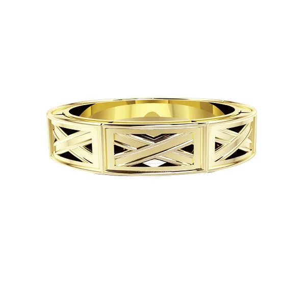 Emerald - Cut Gemstone Wedding Bands in 18K Gold for a Luxurious and Statement - Making PieceEdinburgh Saltire Wedding Ring