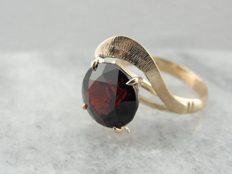 Tourmaline Gemstone Rings in 18K Two - Tone Gold with a Floral - Shaped Setting for a Feminine TouchSimplistic Bypass Design Garnet Solitaire in Rosy Yellow Gold