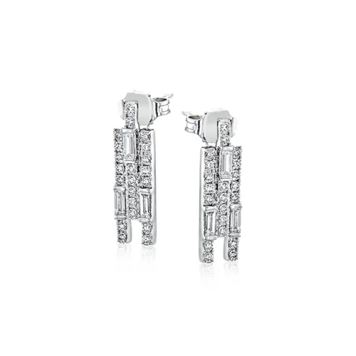 Men's Sapphire Engagement Rings in 18K White Gold with Pave Diamond AccentsZeghani Earrings  Ze730