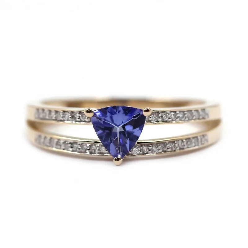 Emerald Gemstone Rings Set in Platinum with Filigree Work for a Vintage - Inspired Look14KT Yellow Gold Tanzanite and White Diamond Ring