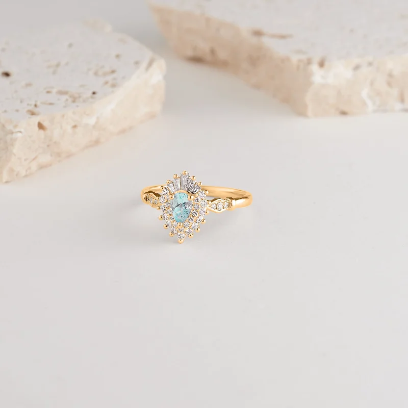 Sapphire - and - Diamond - Accented Wedding Bands in Platinum for a Royal and Sophisticated Look9K Yellow Gold Pear Paraiba and Diamond Vintage Dress Ring 0.36tdw