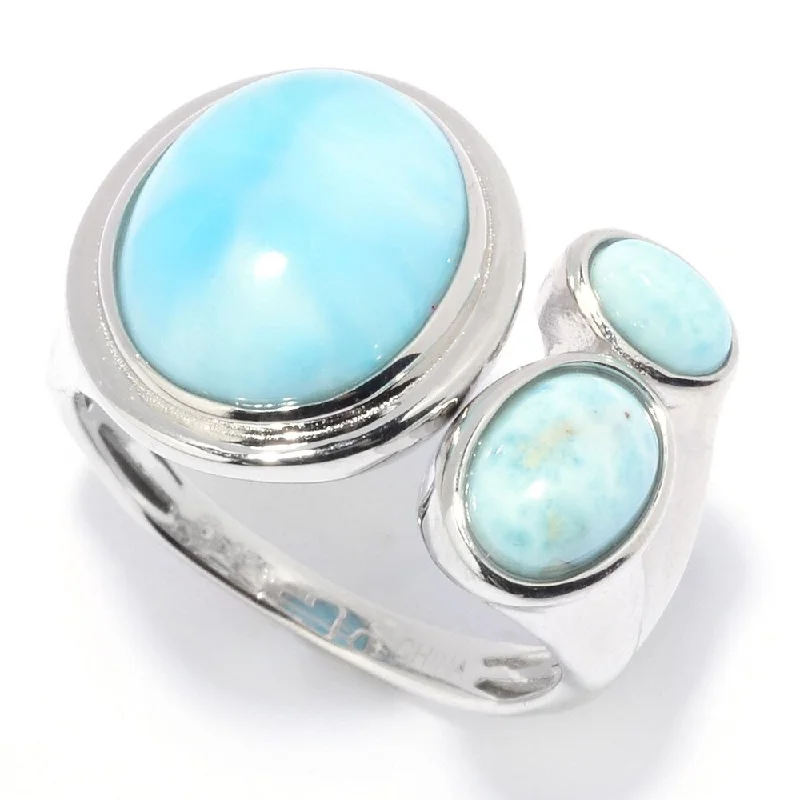 Ruby Gemstone Rings in 14K Yellow Gold with a Solitaire Setting for a Classic and Bold StatementSterling Silver 12 x 10mm Oval Shaped Larimar Bypass Ring