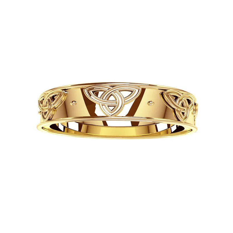 Laser - Etched Floral Design Wedding Bands in Palladium for a Delicate and Intricate LookTrinity Knot Wedding Ring in Gold