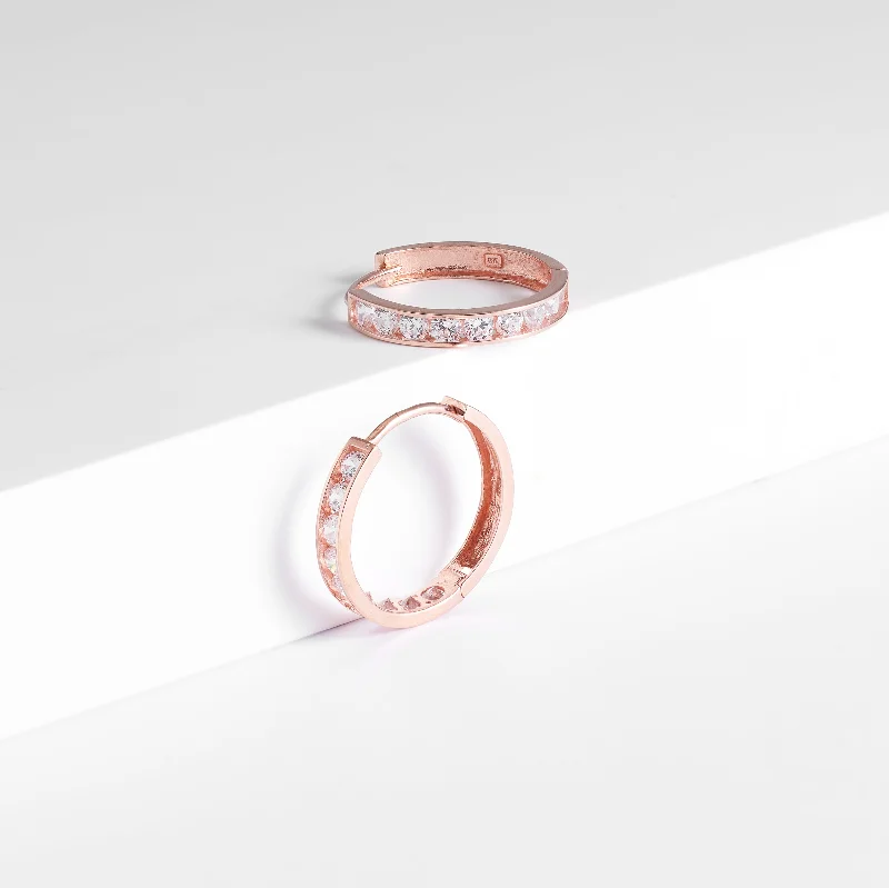 Stackable Wedding Bands in Sterling Silver with Enamel Inlays for a Colorful and Versatile Option9K Rose Gold Zirconia Huggie Earrings 13mm