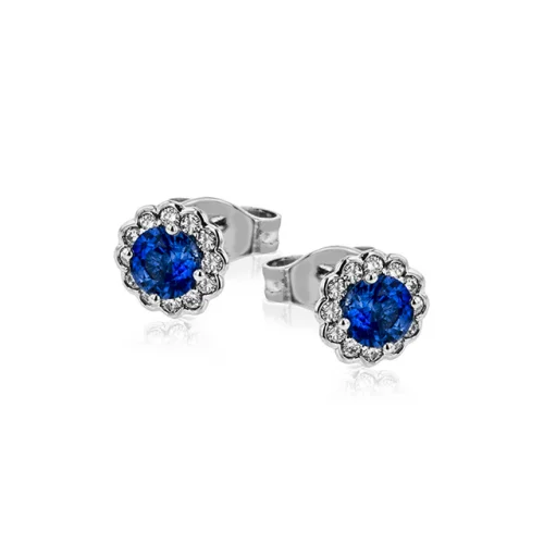 Men's Sapphire Engagement Rings in 18K White Gold with Pave Diamond AccentsZeghani Earrings Ze668-B