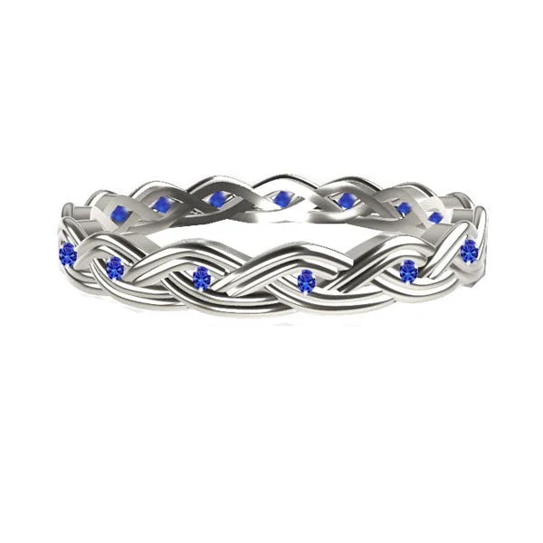 Men's Tungsten Carbide Wedding Bands with a Matte Finish and Grooved Details for a Modern and Durable OptionROYAL CELTIC TWIST PAVE SAPPHIRE ENGAGEMENT RING IN WHITE GOLD