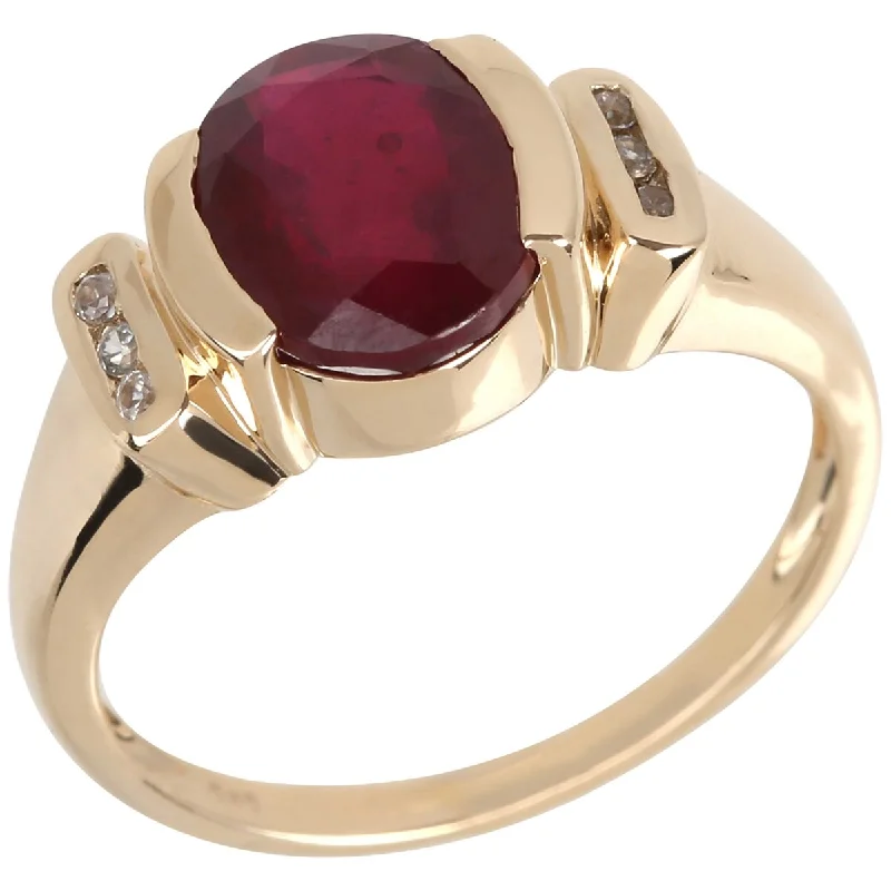 Sapphire Gemstone Rings in 18K White Gold with Diamond Accents for an Elegant Engagement14Kt Yellow Gold Glass Filled Ruby and White Natural Zircon Ring