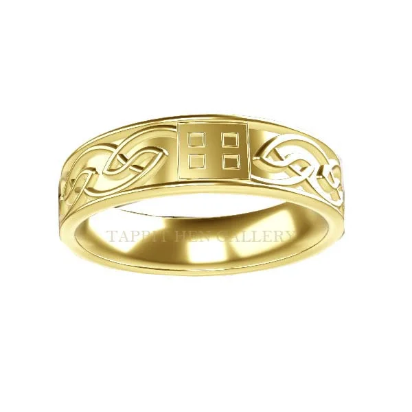 Moissanite - Set Wedding Bands in Yellow Gold for a Sparkling and Ethical Alternative to DiamondsEdinburgh Celtic Rennie Mackintosh Wedding RIng in 9ct Yellow Gold