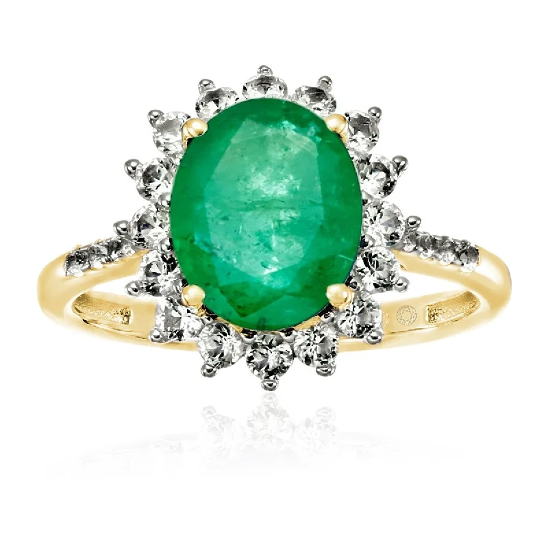 Turquoise Gemstone Rings in 925 Silver with a Southwestern - Inspired Design for a Rustic CharmYellow Gold Over Sterling Silver Sakota Emerald and Created White Sapphire Ring