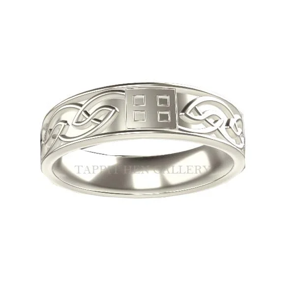 Vintage - Style Filigree Wedding Bands in 14K Gold for a Romantic and Antique - Inspired AestheticEDINBURGH CELTIC RENNIE MACKINTOSH WEDDING RING IN 9CT WHITE GOLD