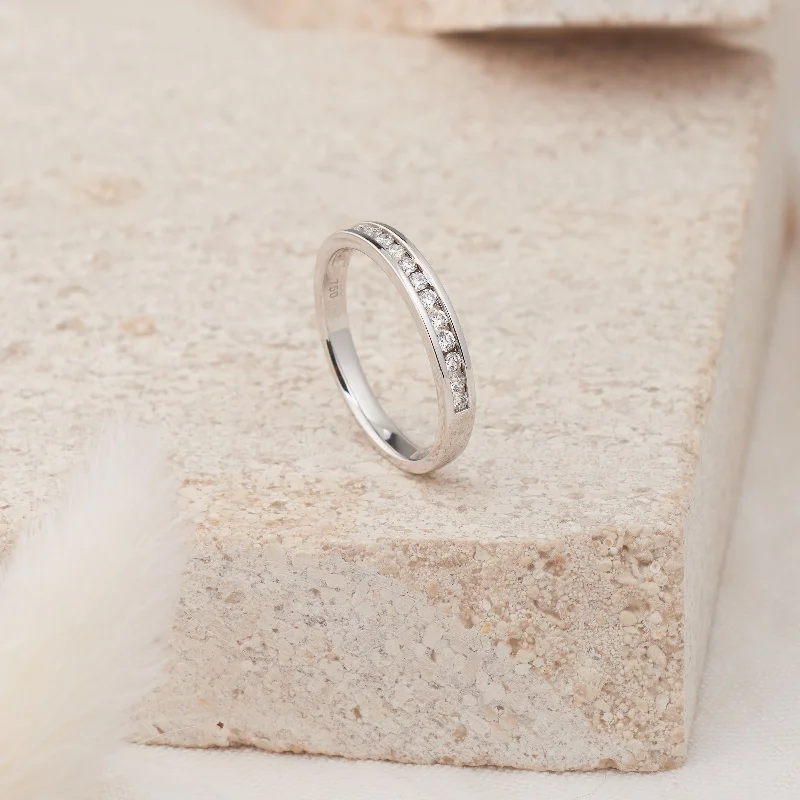 Hammered - Finish Copper Wedding Bands for a Rustic and Handmade - Look Appeal18K White Gold Round Brilliant Diamond Channel Wedder or Eternity Ring 0.25tdw