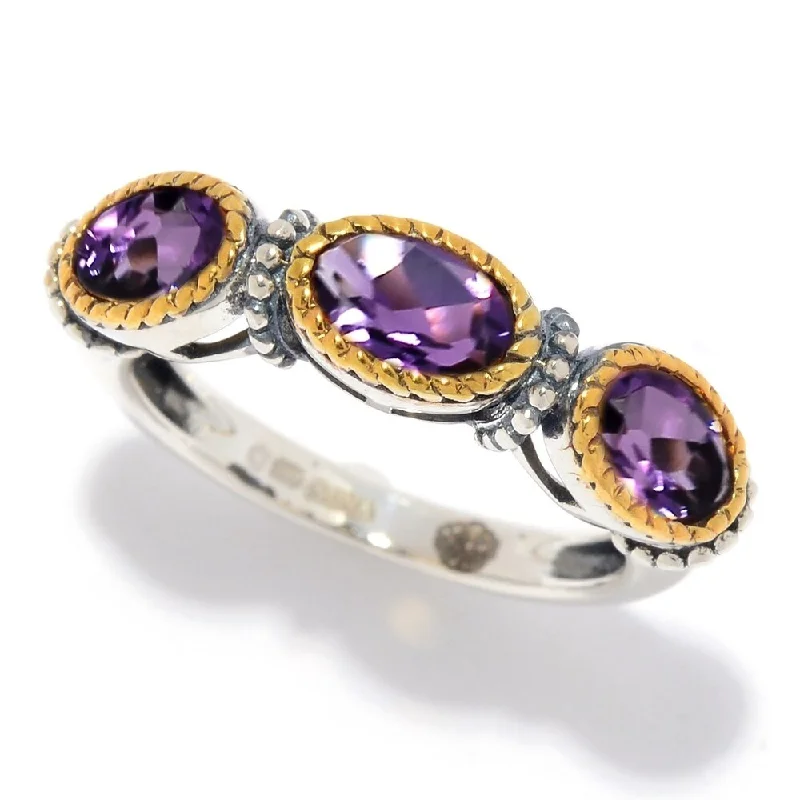 Topaz Gemstone Rings in 10K Gold with a Channel - Set Design for a Contemporary and Durable Option925 Sterling Silver African Amethyst 3-Stone Ring