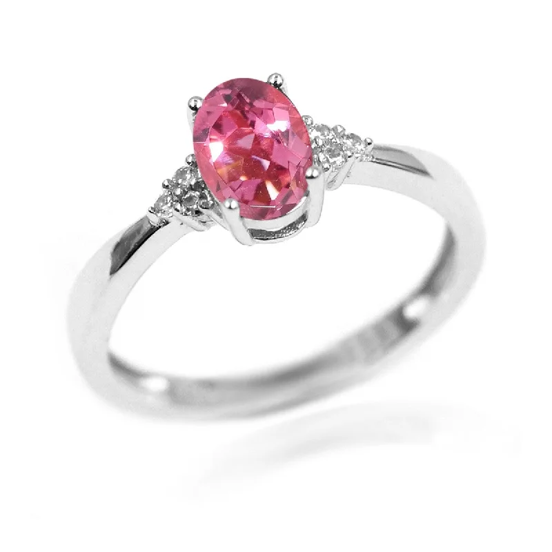 Aquamarine Gemstone Rings in 9K Gold with a Bezel Setting for a Modern and Secure Fit925 Sterling Silver Pink Tourmaline and White Natural Zircon Ring