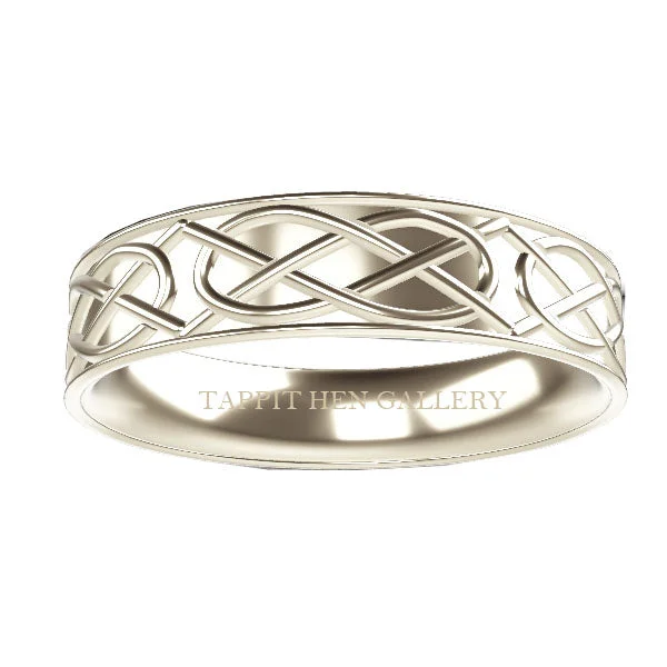 Custom - Engraved Titanium Wedding Bands with Personalized Messages for a One - of - a - Kind and Sentimental PieceScottish Celtic Panel Wedding Ring in 9ct White Gold