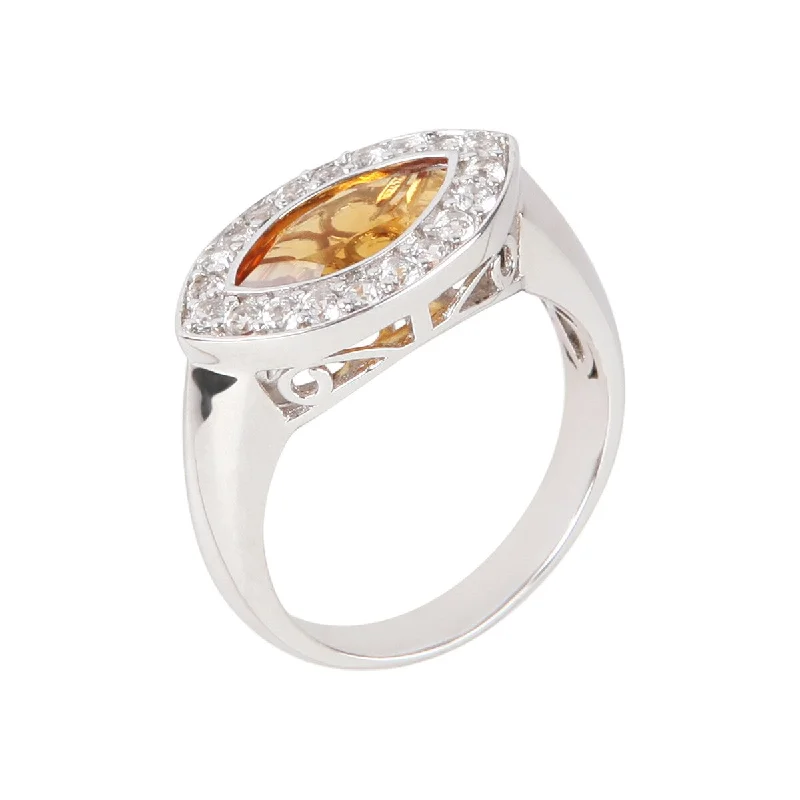 Citrine Gemstone Rings in Stainless Steel with a Stackable Design for a Trendy Everyday Wear925 Sterling Silver Citrine and White Topaz Ring