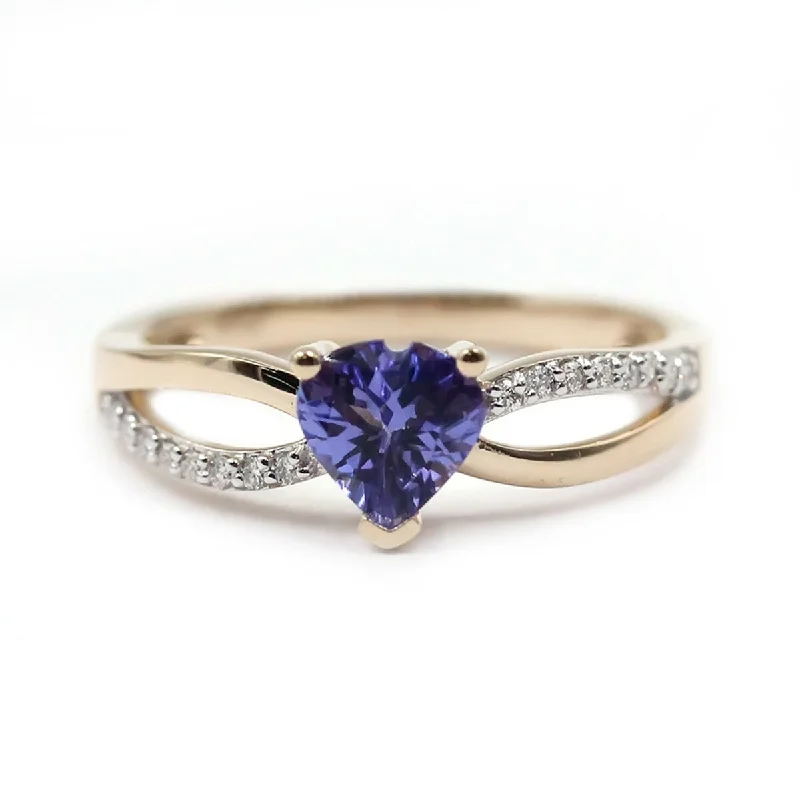 Tourmaline Gemstone Rings in 18K Two - Tone Gold with a Floral - Shaped Setting for a Feminine Touch14Kt Yellow Gold Tanzanite and Diamond Ring