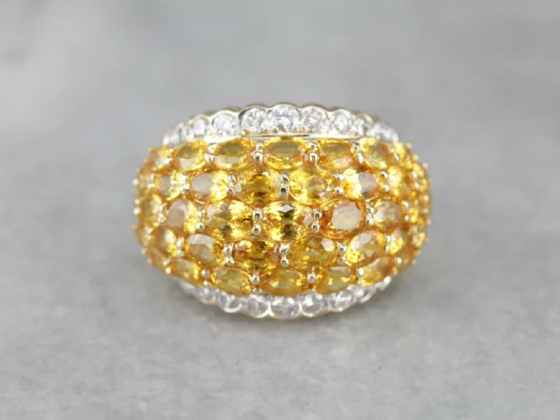 Tourmaline Gemstone Rings in 18K Two - Tone Gold with a Floral - Shaped Setting for a Feminine TouchDecadent Yellow Sapphire Bombe Ring