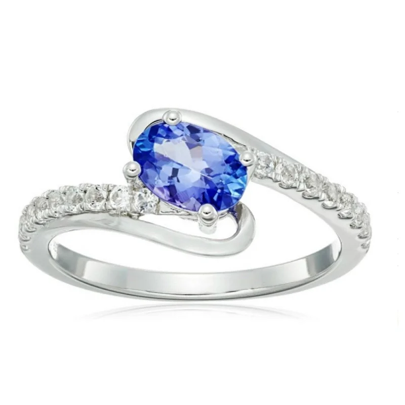 Topaz Gemstone Rings in 10K Gold with a Channel - Set Design for a Contemporary and Durable Option925 Sterling Silver Tanzanite with White Topaz Ring Size - 7