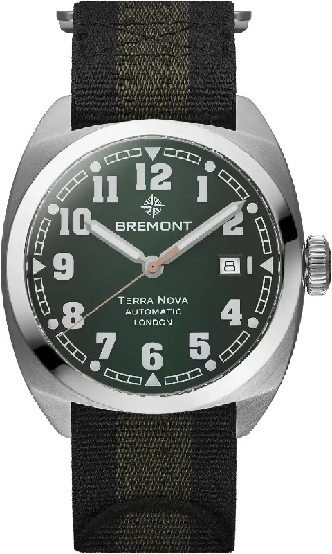 Matte - Black Ceramic Wedding Bands with a Polished Edge for a Sleek and Modern AppearanceBremont Terra Nova 40.5 Date Green Nato