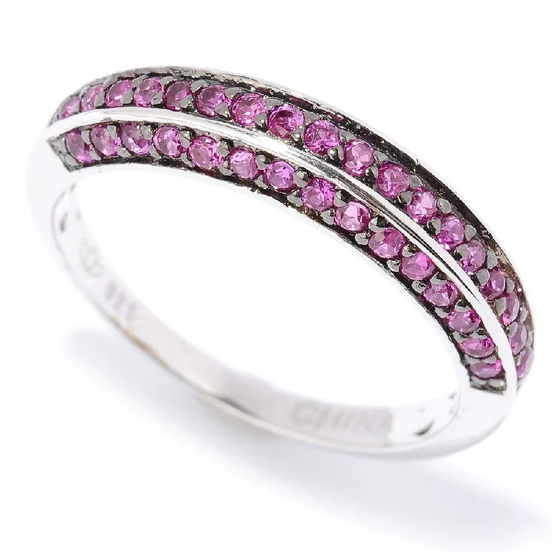 Tourmaline Gemstone Rings in 18K Two - Tone Gold with a Floral - Shaped Setting for a Feminine TouchPlatinum o/Silver 0.65ctw Created Ruby Band Ring