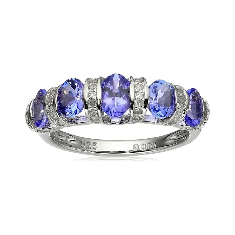 Ruby Gemstone Rings in 14K Yellow Gold with a Solitaire Setting for a Classic and Bold StatementSterling Silver Tanzanite and Diamond 5-stone Stackable Ring