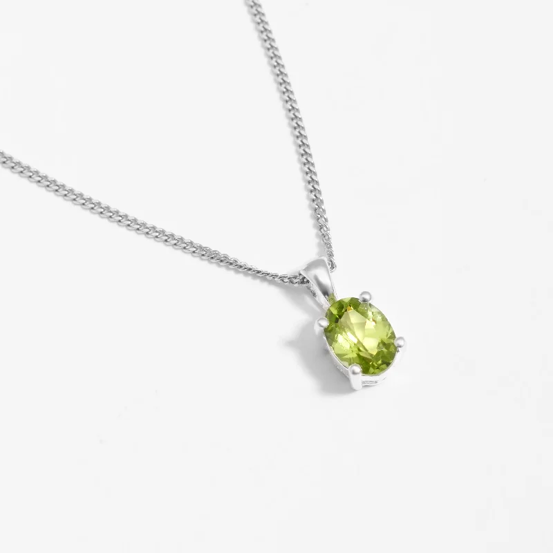 18K White Gold Classic Round - Cut Diamond Wedding Bands for a Timeless and Elegant LookSterling Silver Oval Peridot August Birthstone Pendant