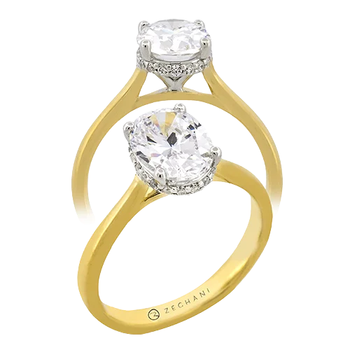 Men's Tourmaline Engagement Rings in 18K Two - Tone Gold with a Floral - Inspired SettingZR2494-OV Engagement Ring in 14k Gold with Diamonds