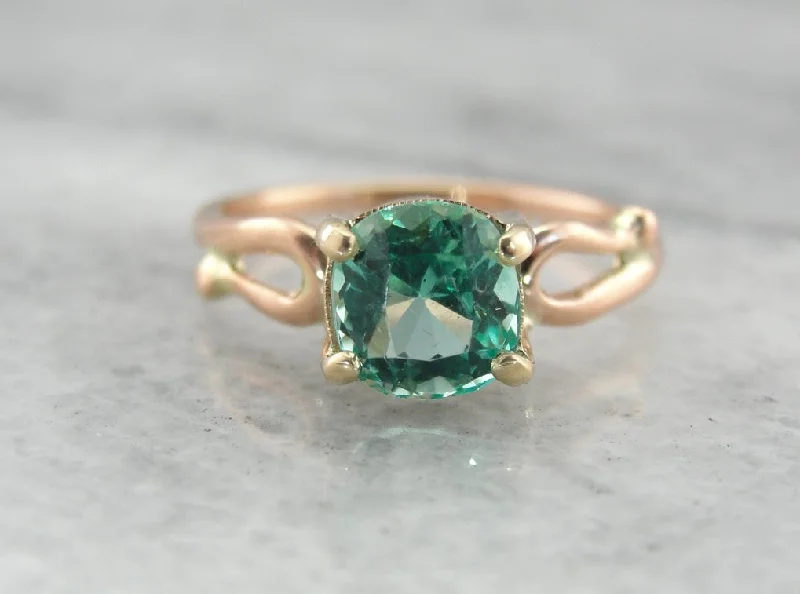 Emerald Gemstone Rings Set in Platinum with Filigree Work for a Vintage - Inspired LookFine Columbian Emerald Solitaire Ring in Rose and Yellow Gold