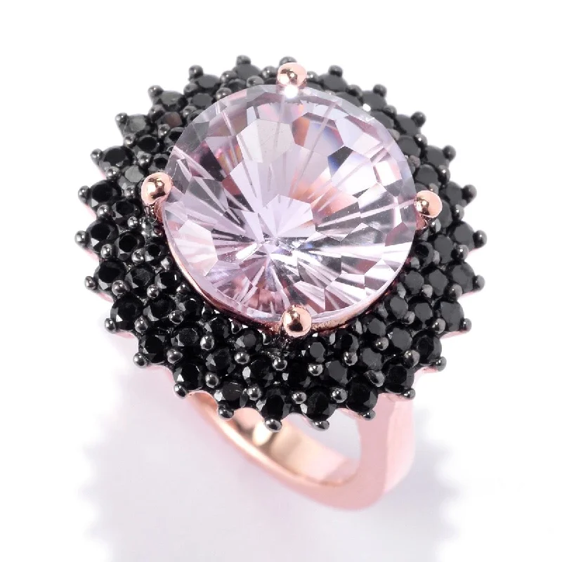 Peridot Gemstone Rings in 14K Gold - Filled Metal with a Pave - Set Band for a Sparkling Look925 Sterling Silver Pink Amethyst and Black Spinel Ring