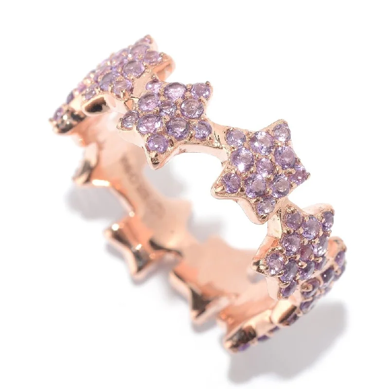 Agate Gemstone Rings in Sterling Silver with a Mosaic - Inspired Inlay for a Bohemian StylePinctore SS/ 18K Rose Vermeil Amethyst Star Eternity Band Ring, Size 7 - Purple