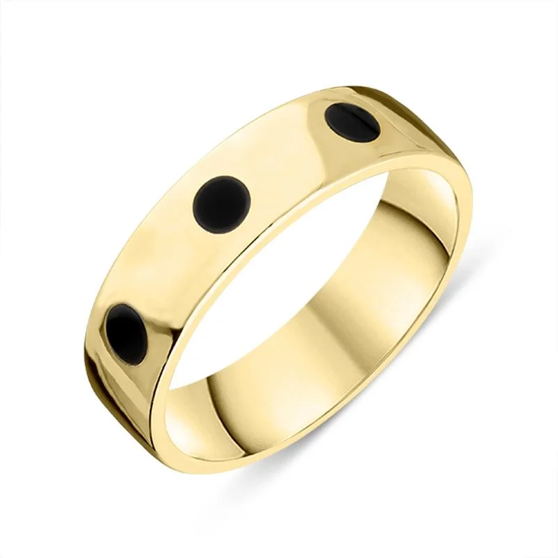 Laser - Etched Floral Design Wedding Bands in Palladium for a Delicate and Intricate Look9ct Yellow Gold Whitby Jet 6mm Wedding Band Ring