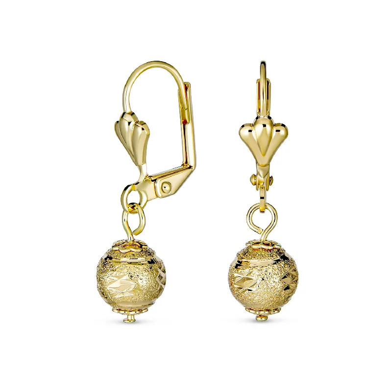 Bohemian - style drop earrings with a free - spirited charmElegant Vintage Style 6MM Drop Ball Earrings Gold Plated Lightweight Dangle