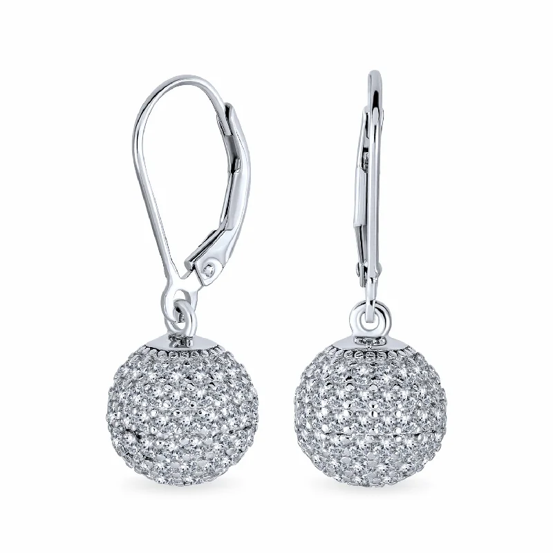 Everyday - wear drop earrings in simple and elegant designsMinimalist Geometric Dangle Chandelier Earrings with Cubic Zirconia Pave Disco Ball