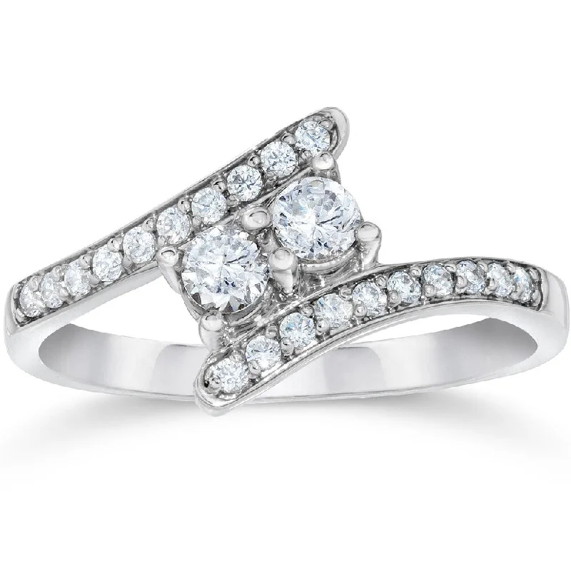 Heart - Shaped Engagement Rings in 14K Pink Gold for a Romantic Proposal10k White Gold 1/2ct TDW 2-stone Diamond Ring