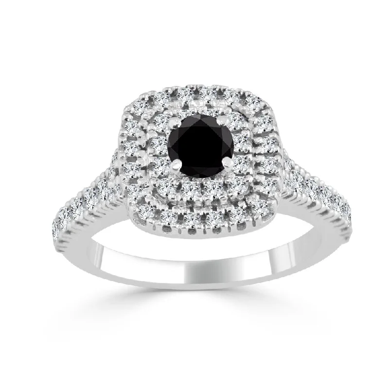 Oval Cut Engagement Rings in Palladium with a Hidden Halo for a Surprise Sparkle14k Gold 1ct TDW Round Double Halo Black Diamond Engagement Ring by Auriya