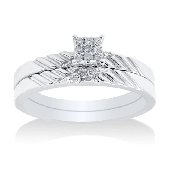 Marquise Cut Engagement Rings with a Channel - Set Diamond Band14k White Gold 0.25ct TDW Diamond Bridal Set