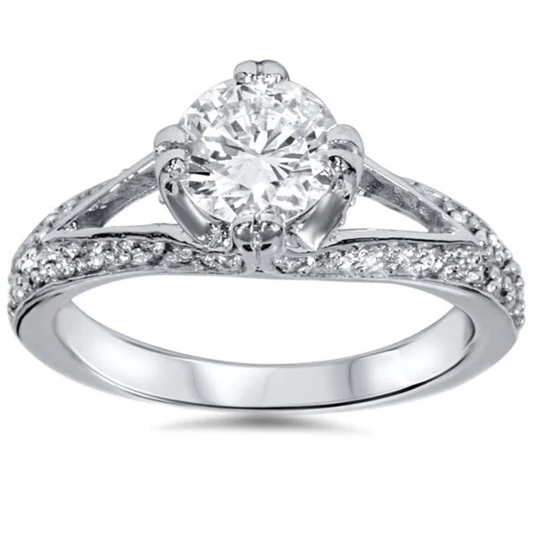 Adjustable Engagement Rings with a Flexible Band and a Princess - Cut Center Diamond14k White Gold 1 1/10ct TDW Diamond Ring