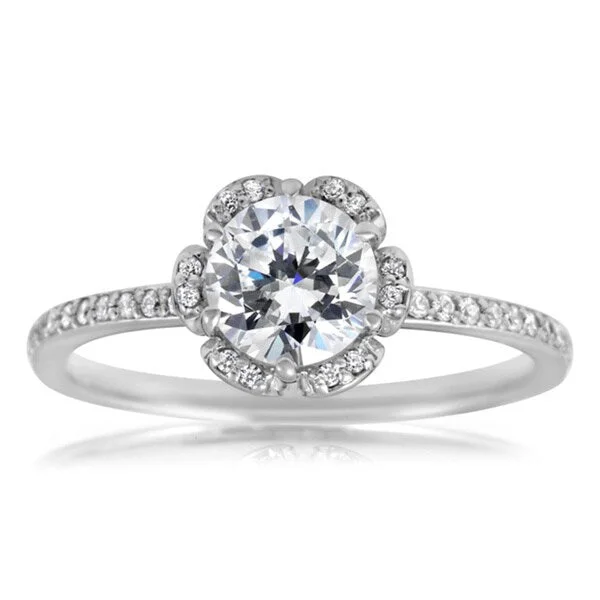 Solitaire Engagement Rings with a High - Clarity Round Diamond and Tapered Band14k White Gold 1 1/ 2ct TDW Vintage Floral Halo Ring