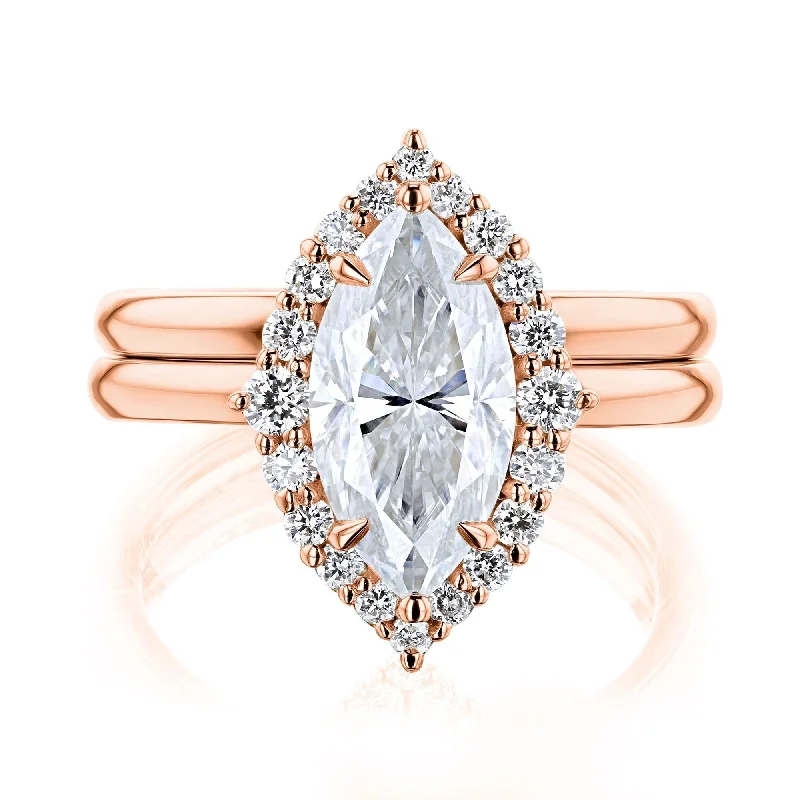 Solitaire Engagement Rings with a High - Clarity Round Diamond and Tapered BandAnnello by Kobelli 14k Gold Margaux Bridal Set (GH/VS, DEF/VS)