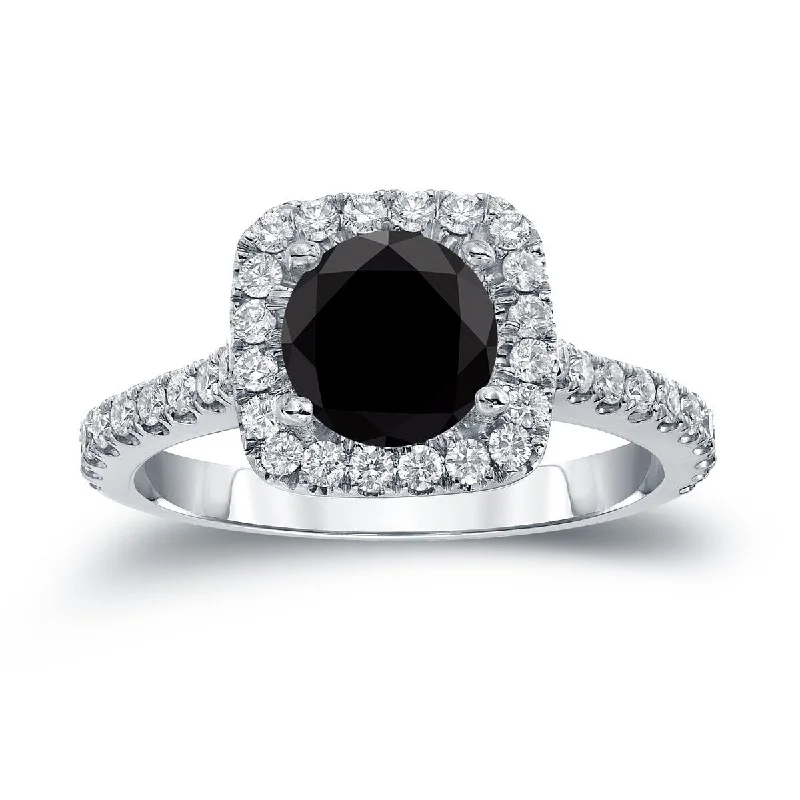 Solitaire Engagement Rings with a High - Clarity Round Diamond and Tapered BandAuriya 14k Gold 1 2/5ctw Halo Black Diamond Engagement Ring